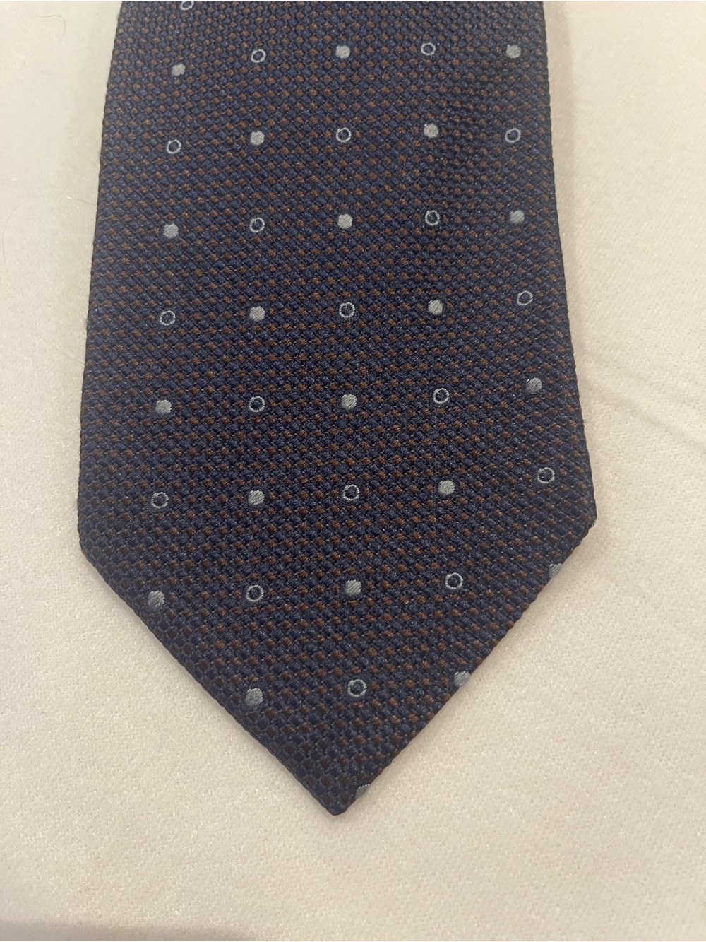 Luciano Barbera Navy Tie with Small Dot Motif